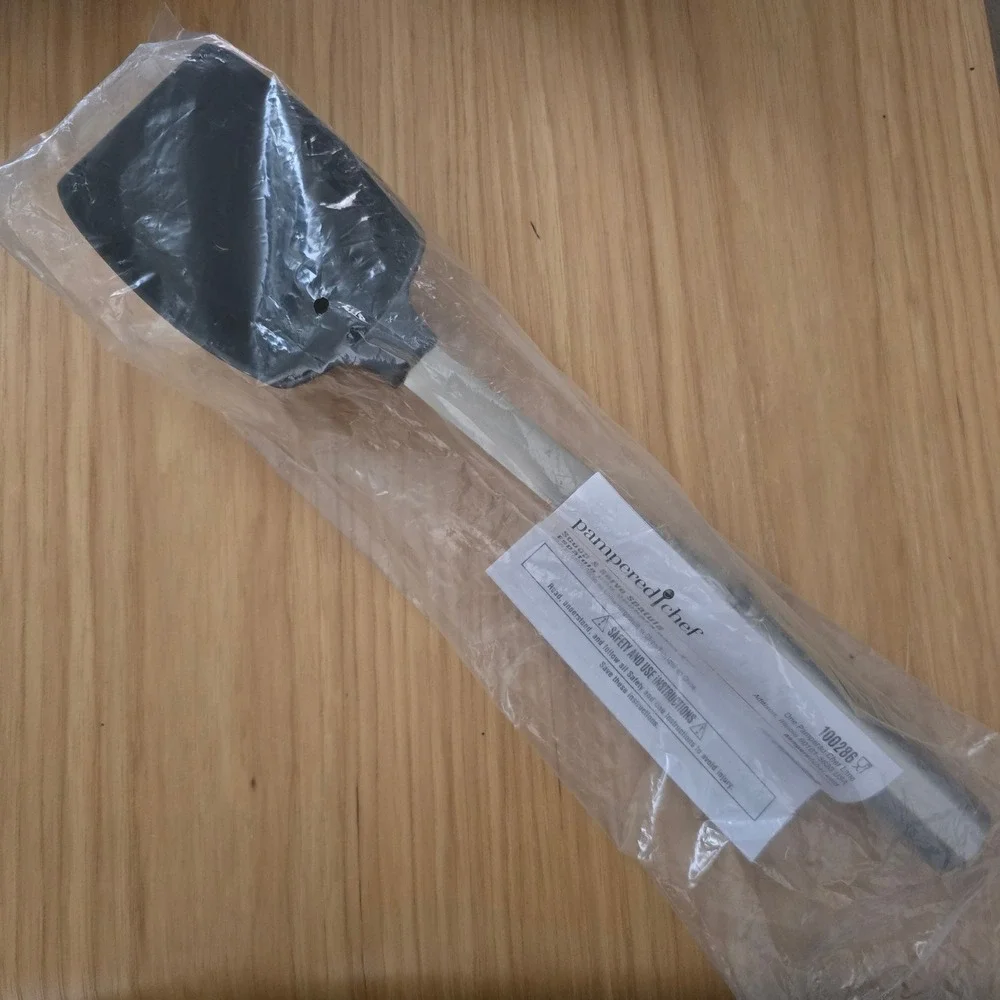 Pampered Chef Scoop & Serve Spatula 100286 Black Silicone Stainless Steel 13in